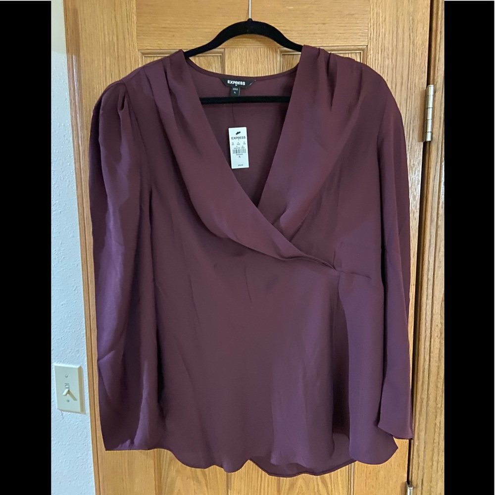 NWT. Classy Express maroon crossover blouse. XL